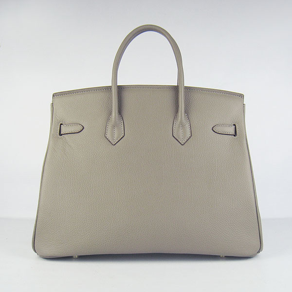 High Quality Fake Hermes Birkin 35CM Cattle Neck Veins Leather Bag khaki 6089